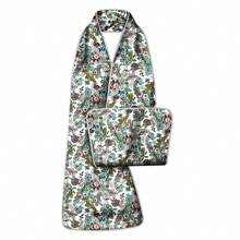 1pc Vintage Floral Print Adult Dining Scarf, Machine Washable, Waterproof And Oilproof Adult Bib, Unisex Clothing Protector, Fashionable Dinning Apron