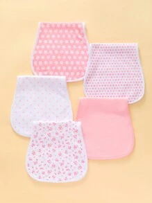 5pcs Baby Anti-Spit/Burp Bibs, Waterproof Soft Absorbent, Suitable For Baby Boys And Girls - Pink 3 - View 3