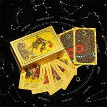 1pc Gold Foil Tarot Cards, Classic Full Set Tarot Cards, Luxury Box, Suitable For Beginner, Waterproof Plastic PVC, Fortune Telling, Party Board Game, Divination Cards, Entertainment And Collection Gift - Multicolor - View 12