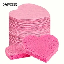 10/20/30/50 件心形压缩面部海绵，适用于美容师 - 100% 天然纤维专业水疗海绵，用于面部清洁、按摩、去角质、面膜、卸妆 - 彩色 - 查看 12