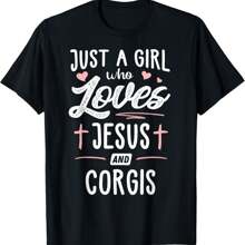 Just A Girl Who Loves Jesus And Corgis Gift Women T-Shirt