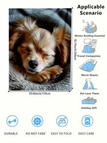 Customizable - Personalized Cat, Dog, Or Human Portrait Photo Custom Blanket, Machine Washable, Flannel Material, Suitable For Bedroom, Living Room Use As Throw Blanket, Loved By Fans And Pet Lovers, Room Decor, Fan Merchandise, Great Personalized Gift For Mother's Day, Birthday, Anniversary - White - View 14