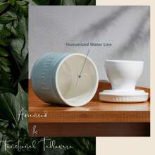 1pc Ceramic Butter Crock, Countertop Butter Keeper & Saver With Lid, Ideal Kitchen Storage Accessory - Baby Blue - View 5