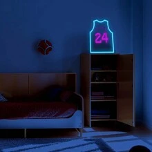Regalos personalizados de baloncesto para niños, jersey de baloncesto personalizado con letrero de neón de pared, letrero de neón de baloncesto con luz LED de noche para dormitorio, regalo de Navidad, cumpleaños y deporte para niños y niños