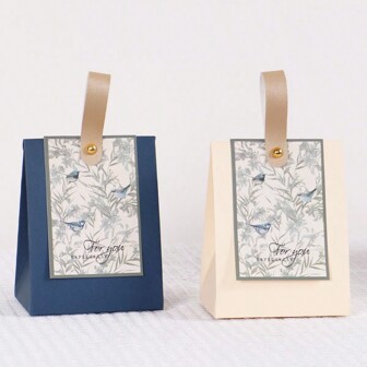 10pcs Small Wedding Party Favor Box Candy Box Packaging Candy Bag Chocolate Gift Boxes Filling Bridal Birthday Shower Letter Flowers Design Thank You Gift For Guests Birthday