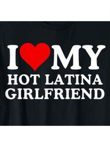 I Love My Hot Latina Girlfriend, I Love My Hot Girlfriend T-Shirt Christmas Gifts For Teens Boys Men Family YYQ 180g - 黑色 - 查看 2