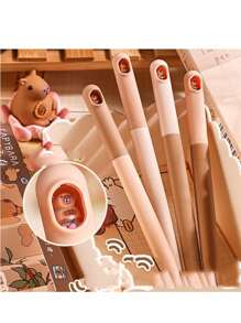 3pcs/Box Or 4pcs/Box Capybara Twisting Pens, Cute Cartoon Design, High Aesthetic Appeal, For Students, 0.5mm Ballpoint Pen,Back To School