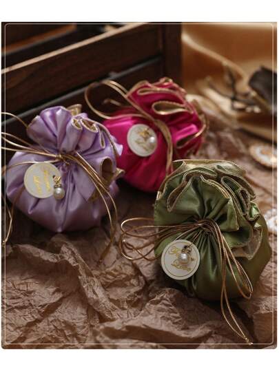 小型中国丝绸锦缎糖果袋提花糖果抽绳糖果礼品袋包装适用于派对礼品、储物袋、零钱袋、订婚婚礼用品、晚餐、珠宝袋、节日、高端、香囊、生日