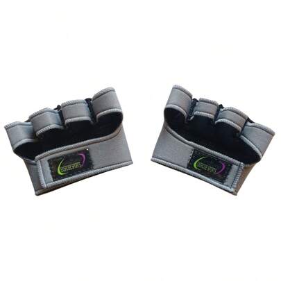 Luva de Treino Multiuso para Academia Meia Luva de Neoprene Cinza
