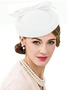 HIMESPORT 女士羊毛毡礼帽，小圆帽，教堂帽，婚礼新娘鸡尾酒会茶会礼服德比帽，带蝴蝶结 - 純色 - 查看 18