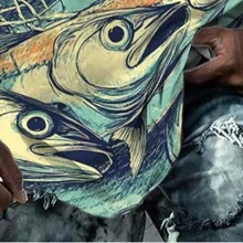 夏季新款男士 3D 数码鱼群印花舒适休闲短裤 - 彩色 - 查看 3