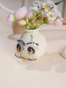 1 Coppia di orecchini unici e divertenti per adulti, orecchini pendenti e a goccia in plexiglass trasparente con scritta "Non essere salato", regalo originale e carino per Capodanno