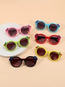 TOMATO CUTE Conjunto de 1/6 de Gafas con marco redondo clásico y decoración de mariposas para niños, de estilo minimalista y de moda, adecuadas para niños y niñas en fiestas, vacaciones, viajes, accesorios diarios y utilería fotográfica - Multicolor - Ver 3