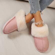 Cozy Women's Slip-On Moccasins With Non-Slip Platform - Ideal For Winter Home Comfort In Soft Plush Fleece Warm House Slippers Women Shoes - 粉色 - 查看 5