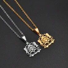 1 pieza Collar con colgante con mapa y nombre de ciudades de Marruecos en color dorado, joyería para mujeres y hombres