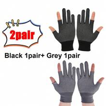 2 pares de guantes finos de primavera para ciclismo al aire libre, protección solar para hombres y mujeres, anti-ultravioleta, conducción, pantalla táctil, media-dedo, para pesca y trabajo