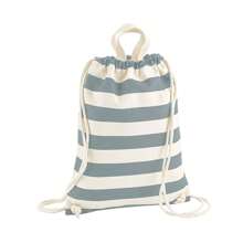 Nautical Drawstring Bag (Natural/Grey) - 407gsm 100% Cotton Canvas - Beige - View 2