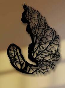 1 pièce Sculpture murale en forme de chat en fer - Décoration murale en métal d'intérieur et d'extérieur pour salon, patio, jardin - Décoration polyvalente pour la maison, sans alimentation électrique, idéale pour la décoration de la pièce