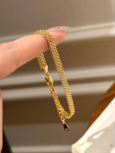 سوار ميلانو من الفولاذ المقاوم للصدأ مطلي بالذهب عيار 18 قيراط، تصميم نمطي عتيق، حزام ساتان باللون الأصفر اللامع، مناسب للارتداء اليومي