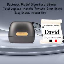 Customized Handwritten Signature Stamp, Metal Crafted, Photosensitive Portable Personal Customized, Auto-Press Cover Stamp, Promotional Signing Stamp - Metallic Pearl Black - View 8