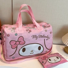 Sanrio Borsa da viaggio all'aperto stile carino e conveniente, borsa a mano con motivo Kuromi, può essere fissata al retro della valigia, adatta per la scuola