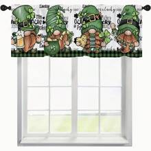 1 件/2 件绿色妖精与钱罐和三叶草印花装饰小窗帘卡通传统风格涤纶杆口袋印花窗帘帷幔套装 52 英寸 * 18 英寸，26 英寸 * 36 英寸圣帕特里克节主题四季厨房窗帘咖啡厅客厅办公室卧室家居装饰 - 彩色 - 查看 3