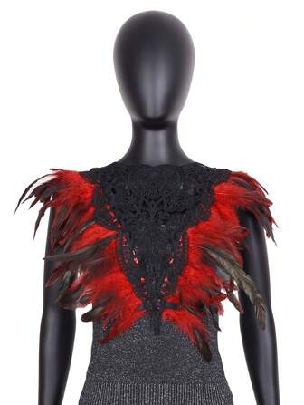 1 件性感仿羽毛蕾丝吊带抹胸上衣，狂欢节服装派对俱乐部服装万圣节