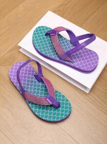 Children's Foam Slippers, Lightweight Non-Slip Soft Sole Cute Middle/Big Kids' Home Casual T-Strap Flip Flops, Simple Girls' Beach Sandals - Purple - View 4