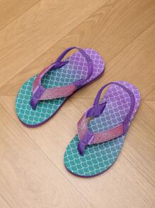 Children's Foam Slippers, Lightweight Non-Slip Soft Sole Cute Middle/Big Kids' Home Casual T-Strap Flip Flops, Simple Girls' Beach Sandals - Purple - View 6