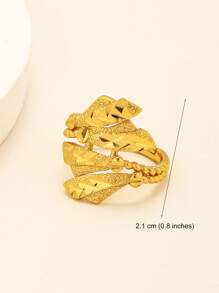 1pc Luxury Copper Gold Plated Flower Ring Tail Ring Hollowed Out Adjustable Size Dubai Middle East Africa Bride Valentine's Day Gift Suitable For Women Daily Wear - Yellow Gold - View 18
