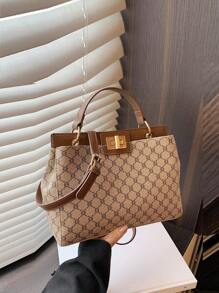 Dedoo 时尚复古欧式双面手提包，女士款，定制印花，耐刮材质，是节日和中年妈妈的理想礼物。大容量设计满足日常通勤和购物需求，可单肩背或斜挎，是一款优雅的职场包。 - 彩色 - 查看 8