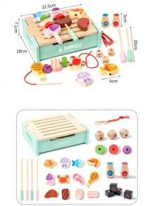 Asador para barbacoa multifuncional y divertido para niños de 3 en 1, juguetes de cocina interactivos para padres e hijos, set familiar simulado, bloques de construcción con cuentas, juegos de cuerdas musicales, juguetes familiares para niños y niñas, regalos de cumpleaños y navidad, disponible en opciones azul y rosa - Multicolor - Ver 6
