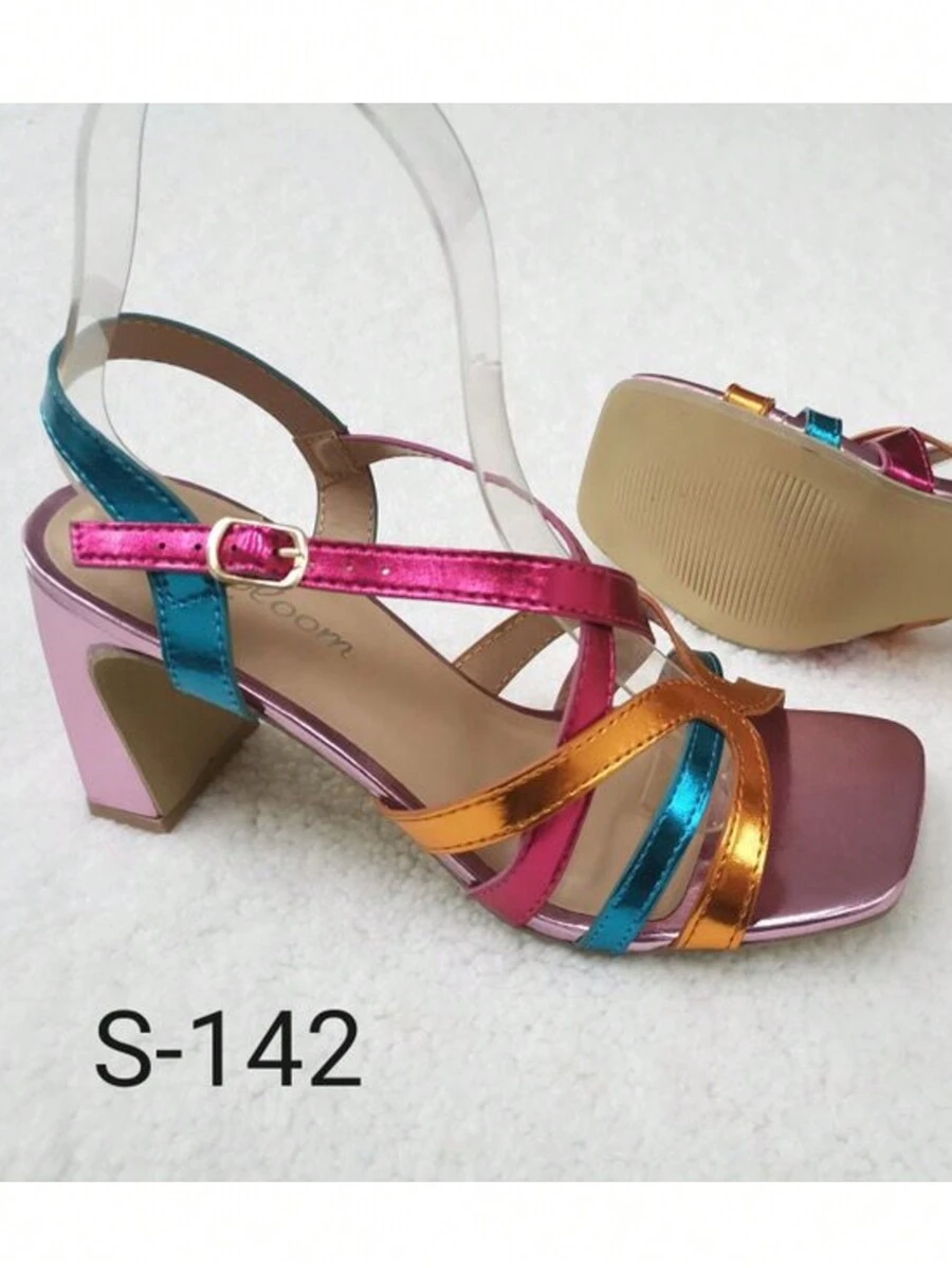 女士休闲高跟凉鞋，简约时尚，适合日常穿着，时尚凉鞋，夏季女士凉鞋 - 彩色 - 查看 1