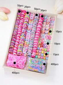 985pcs/Set Girls Pink Valentine's Day Butterfly & Star Minimalist Cute Hair Accessories Scrunchies, Hair Clips, BB Clips, Everyday Use & Gift - Multicolor - View 10