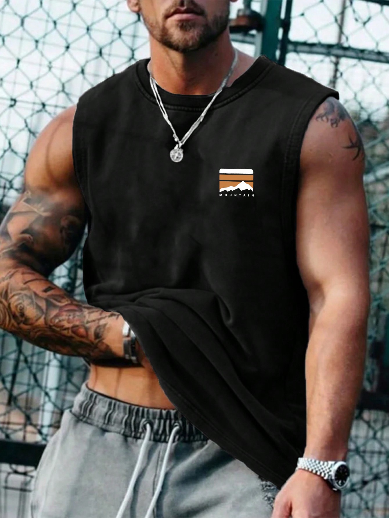 Men's Crew Neck Basic Sleeveless Tank Top, Casual Daily Wear