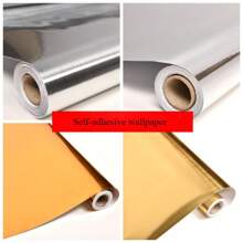 1 卷银色拉丝家具翻新贴纸镜面 PVC 壁纸自粘壁纸波音金色薄膜防水墙贴家居装饰礼物生日毕业房间装饰墙面装饰浴室装饰卧室装饰房间装饰用品客厅装饰房屋装饰家居装饰客厅墙纸 - 多色 - 查看 2