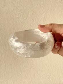 1 件不对称弧形宽厚白色亚克力树脂手链，简约时尚女士珠宝，春季时尚配饰 - 彩色 - 查看 6