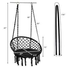 Homasis Hammock Swing Chair With Cushion Hanging Hardware Kit Indoor Outdoor - Black - View 2