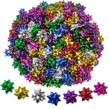 50pcs Mini Gift Bow, 1" Inch Metallic Star Bow Small Tiny Stick On Bows For Present Holiday Birthday Party Decoration Wrapping, Mother's Day And Graduation Gifts, Random Color