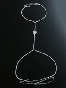 1 件奢华女士白色心形水晶水钻项链，时尚珠宝配饰，适合晚礼服、舞会 - 銀色 - 查看 11