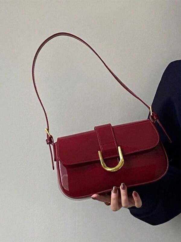 Geantă de mână 2025 Nouă culoare solidă Material PU Textura Stil de lux Aceasta este o geantă clutch de seară strălucitoare de culoare solidă, cu un design la modă și unic cu arc scurt, echipată cu cataramă de vestă, potrivită pentru doamne pentru umăr și strâns, moda coreeană 2024, este cel mai bun cadou de Ziua Îndrăgostiților pentru ea, călătorii, călătorii, cumpărături și alte ocazii pentru a folosi geanta.