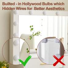 White Dressing Table +Charging Station Vanity Desk Set W/ 11 LED Bulbs Mirror UK - White - View 11