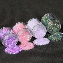 4罐/套 4色 大颗粒全息闪粉，适用于树脂、工艺美术等，美人鱼嘉年华、万圣节、圣帕特里克节妆容闪粉，可用于身体、指甲、面部、头发、眼影、唇彩等。 - 彩色 - 查看 16