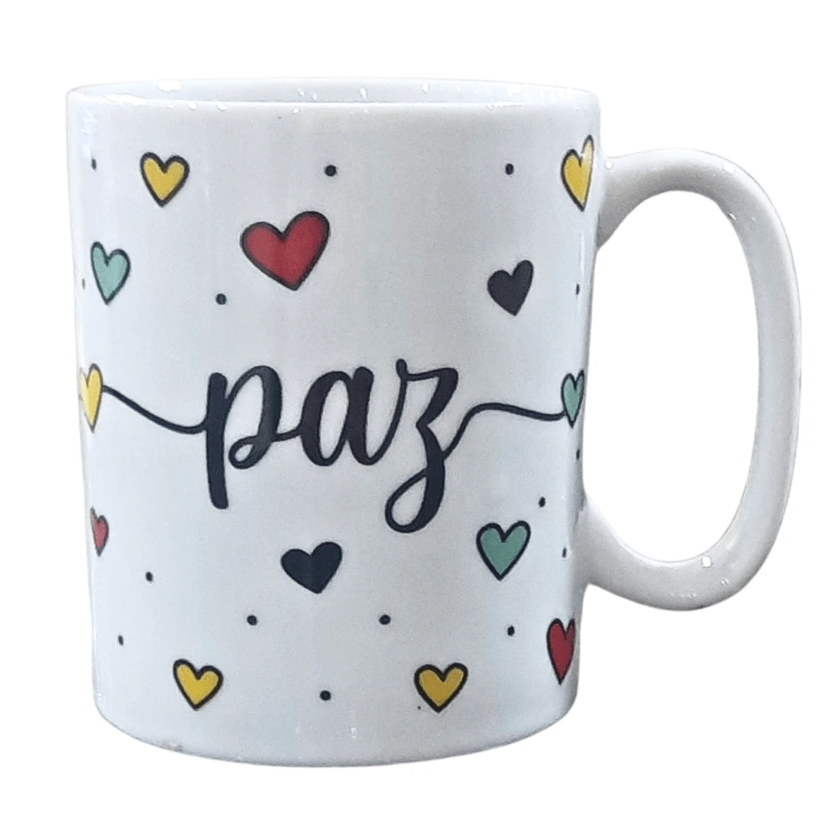 Caneca 300ml - PAZ - Porcelana Decorada - Branco - Visão 1