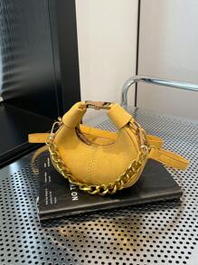 Design Pea-Shaped Mini Messenger Bag For Women, New Style Small Cross-Body Purse For Lipstick, Earphones, Fashionable Butter Yellow Bag For Women - Yellow - View 6