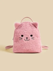 1pc Kids Cute Cat & Lamb Plush Casual Versatile Mini Backpack - Classic Backpack - View 9
