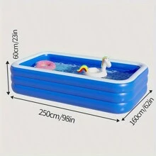 Inflatable Swimming Pool - Thickened PVC Home Pool, Suitable For Backyard, Garden Or Lawn Summer Water Party, Beach Essentials, Beach Accessories, Pool Float - Blue and White - View 5