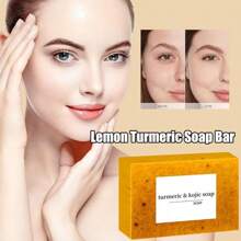 3pc Lemon Turmeric And Kojic Acid Whitening Soap, Dark Spot Remover, Kojic Soap, Handmade Bath Soap Cleanser - Màu vàng - Xem 4