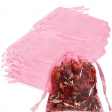 50/100pcs Pink Organza Gift Bags, Festival Celebration Candy Bags, Wedding Party Favor Bags, New Year Party Colorful Drawstring Mesh Bags With Ribbons, Multi-Size Options, Baking Packaging Bags, Jewelry Gift Packing Bags, Event & Party Favor Net Bags, Suitable For Various Weddings, Back To School Gifts, Family Gatherings, Festivals, Celebrations, Outdoor Parties, All Seasons, Can Be Used As Fruit Protection Bags - Multicolor - View 12