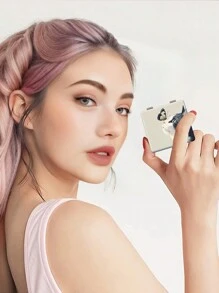 1pc Classic Cartoon Cat Series Portable Vanity Mirror, Foldable Lightweight Compact Handheld Mirror, Durable PU Leather, Metal Vacuum Plating, Suitable For All Occasions And People, Foldable Square Pocket Mirror,Giveaways,Travel,Cheap Stuff,Travel Essential - Multicolor - View 4